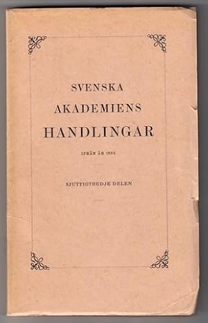 Bild des Verkufers fr Svenska Akademiens Handlingar ifrn r 1886. [Del] 73. 1964-65. zum Verkauf von Hatt Rare Books ILAB & CINOA