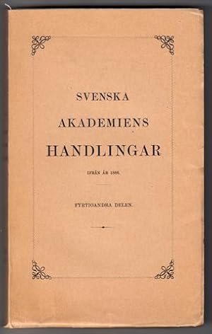 Imagen del vendedor de Svenska Akademiens Handlingar ifrn r 1886. [Del] 42. 1931. a la venta por Hatt Rare Books ILAB & CINOA