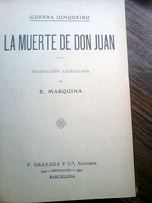 LA MUERTE DE DON JUAN.traducción castellana de E .Marquina