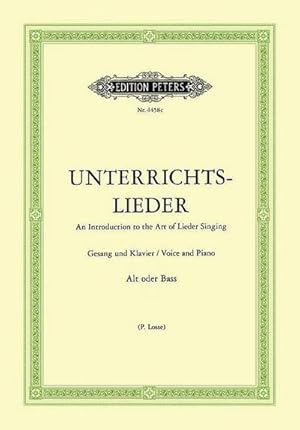 Bild des Verkufers fr Unterrichtslieder : Eine Sammlung von 60 beliebten Liedern mit Klavierbegleitung - Ausgabe fr tiefe Stimme zum Verkauf von AHA-BUCH GmbH