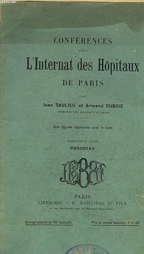 Seller image for CONFERENCES POUR L'INTERNAT DES HOPITAUX DE PARIS - FASCICULE 29 for sale by Le-Livre