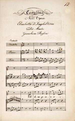 Cavatina nell`opera Elisabetha d`Inghilterra del maestro Gioachino Rossini