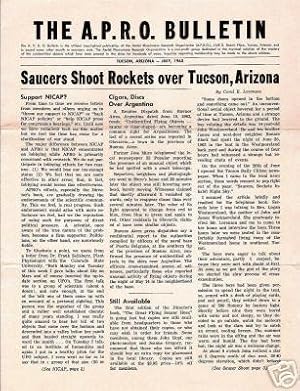 The A.P.R.O. Bulletin- July 1962. UFOs Over Tucson / from the Collection of Max Miller