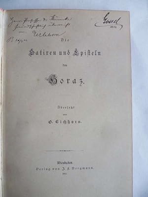 Die Satiren und Episteln des Horaz. Übersetzt von G. Eichhorn.