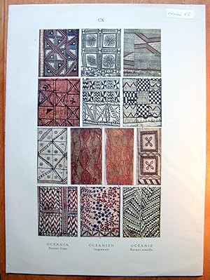 Antique Chromolithograph. Ornaments, Oceania- Present Times, Plate CX.