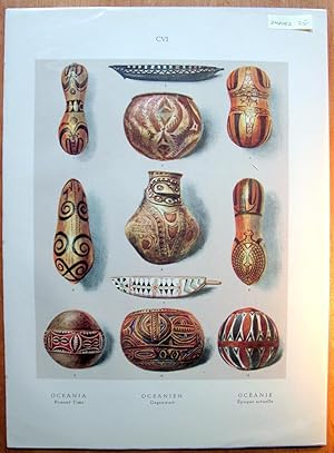 Antique Chromolithograph. Ornaments, Oceania- Present Time No. CVI.