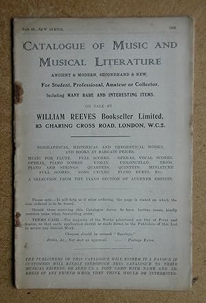 Imagen del vendedor de Catalogue of Music and Musical Literature. No. 85. a la venta por N. G. Lawrie Books
