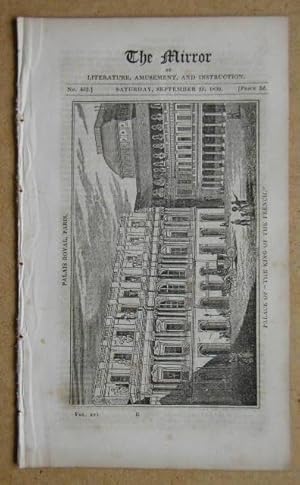 Seller image for The Mirror of Literature, Amusement, and Instruction. No. 452. Saturday, September 25, 1830. for sale by N. G. Lawrie Books