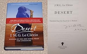Seller image for DESERT - Rare Pristine Copy of The First British Edition/First Printing With Original Wraparound Bellyband: Signed And Dated by J.M.G. LeClezio for sale by ModernRare