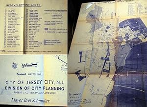 Bild des Verkufers fr 1999 Blueprint Map Depicting the Redevelopment & Zoning Districts Including Historic District Boundaries City of Jersey City, N.J. Division of City Planning zum Verkauf von Certain Books, ABAA