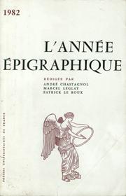 L'année épigraphique - 1982