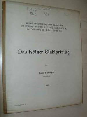 Seller image for Das Klner Wahlprivileg. for sale by Antiquariat Hamecher