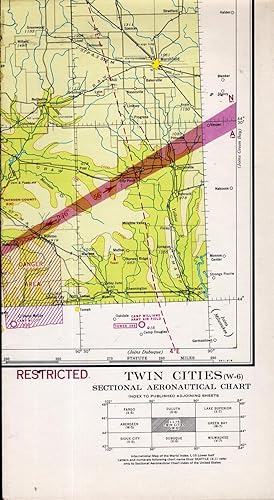 Seller image for MAP: Twin Cities (W-6) (Minneapolis & St. Paul, Minnesota) Sectional Aeronautical Chart. "Restricted" for sale by Dorley House Books, Inc.