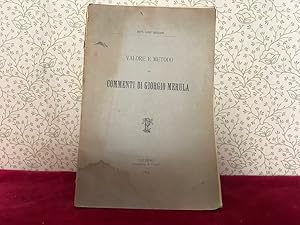 Seller image for VALORE E METODO DEI COMMENTI DI GIORGIO MERULA for sale by Accademia degli Erranti di Vada Monica