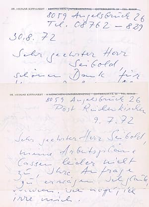 Bild des Verkufers fr 2 eigenh. Briefe mit U. zum Verkauf von Antiquariat INLIBRIS Gilhofer Nfg. GmbH