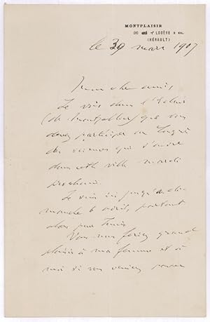 Seller image for Autograph letter signed. for sale by Antiquariat INLIBRIS Gilhofer Nfg. GmbH