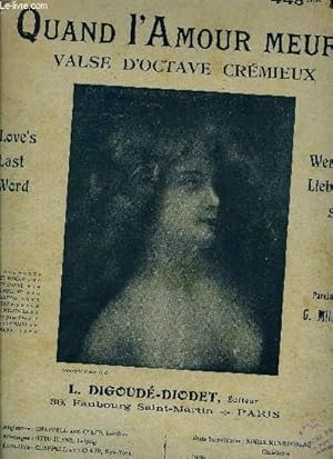 Immagine del venditore per QUAND L'AMOUR MEURT (LOVE'S LAST WORD) venduto da Le-Livre