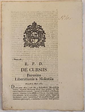 DE CURSIIS PERUSINA LIBERATIONIS A MOLESTIIS VENERIS 2 MAII 1834,