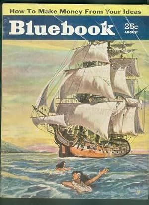 Seller image for BLUE BOOK August 1954 (Bluebook Pulp Magazine) Tallship Wraparound Painted Cover // The Iron Skipper (Cover story) by Verne Athanat; for sale by Comic World