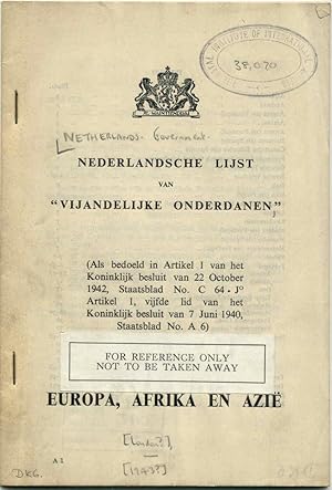 Nederlandsche lijst van "vijandelijke onderdanen". Europa, Afrika en Azië. 25 Maart 1943
