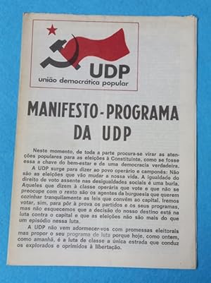Imagen del vendedor de MANIFESTO-PROGRAMA DA UDP. a la venta por Librer�a DANTE