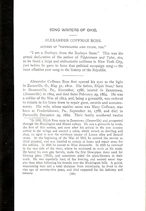 Seller image for SONG WRITERS OF OHIO. ALEXANDER COFFMAN ROSS. AUTHOR OF TIPPECANOE AND TYLER, TOO. for sale by Legacy Books