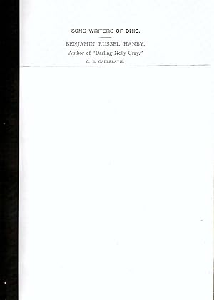 Imagen del vendedor de SONG WRITERS OF OHIO. BENJAMIN RUSSEL HANBY. AUTHOR OF DARLING NELLY GRAY. a la venta por Legacy Books