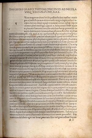 Imagen del vendedor de DE HISTORIA ET CAUSIS PLANTARUM,; libri IX, (translated by Theodoros Gaza, fl 1400-1475, edited by Giorgio Merula d.1494) a la venta por Second Life Books, Inc.