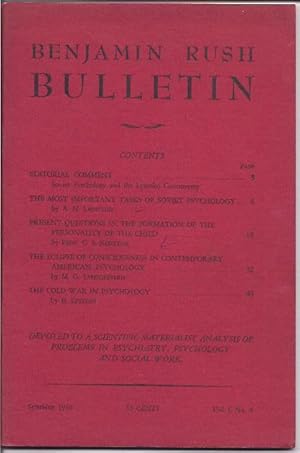 Benjamin Rush Bulletin, Vol. 1, No. 4, Summer 1950
