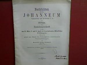 Image du vendeur pour Alcuin (Abhandlung)./ Schulnachrichten. - in : Nachrichten ber das Johanneum Gymnasium und Realschule I.O. in Zittau - zugleich eine Einladung zu den Prfungen 1873. mis en vente par books4less (Versandantiquariat Petra Gros GmbH & Co. KG)