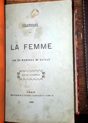 Bild des Verkufers fr Chansons sur des mots donnes et tirs au sort par les membres du Caveau. Les dieux de la fable - La femme - Les synonymes - Le thatre - Le Palais de Justice zum Verkauf von Paul van Kuik Antiquarian Music