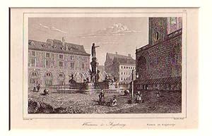 Seller image for Originalstahlstich: "Fontaine de Augsbourg" Fuente en Augsburgo. for sale by Antiquariat Carl Wegner