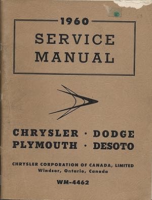 Seller image for 1960 Service Manual: Chrysler, Dodge, Plymouth, DeSoto for sale by Black Sheep Books