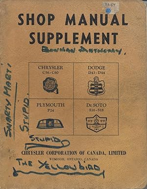 Seller image for Supplement to Passenger Car Shop Manual (WM-4247) for sale by Black Sheep Books