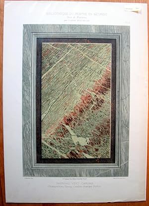 Antique Chromolithograph. Green Marble Panels.