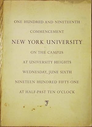 One Hundred and Nineteenth Commencement New York University