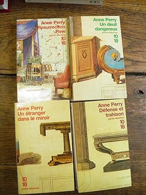 Imagen del vendedor de Lot de 4 livres de Anne Perry Dfense et trahison - Un deuil dangereux - Un tranger dans le miroir - Resurrection Row a la venta por Des livres et vous