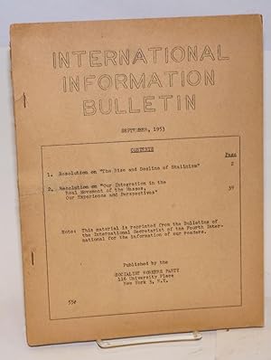 Imagen del vendedor de International information bulletin. (September 1953) a la venta por Bolerium Books Inc.