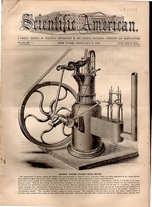 Seller image for Scientific American: A Weekly Journal of Practical Information in Art, Science, Mechanics, Chemistry and Manufacturers: Volume VIII, No. 7: February 14, 1863 for sale by Dorley House Books, Inc.