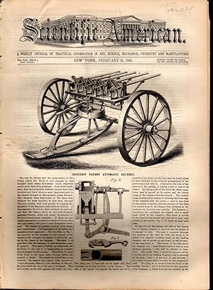 Seller image for Scientific American: A Weekly Journal of Practical Information in Art, Science, Mechanics, Chemistry and Manufacturers: Volume VIII, No. 8: February 21, 1863 for sale by Dorley House Books, Inc.