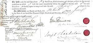 Seller image for [Joseph Chamberlain] Autograph Signatures on fragment of legal document. for sale by Richard M. Ford Ltd