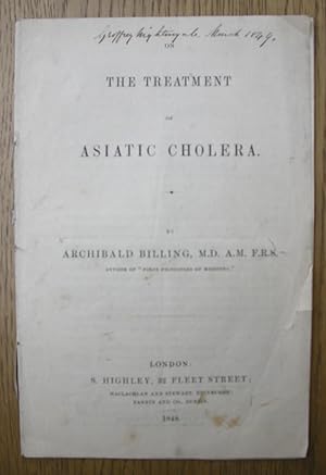 Imagen del vendedor de On the Treatment of Asiatic Cholera. a la venta por HALEWOOD : ABA:ILAB : Booksellers :1867