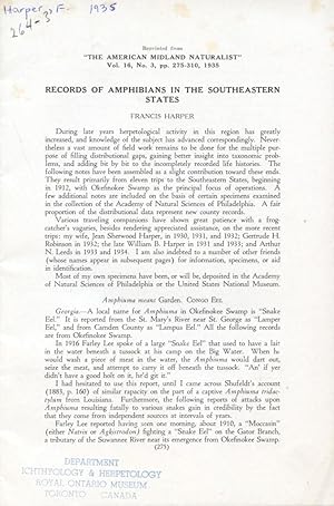 Seller image for Records of Amphibians in the Southeastern States for sale by Frank's Duplicate Books