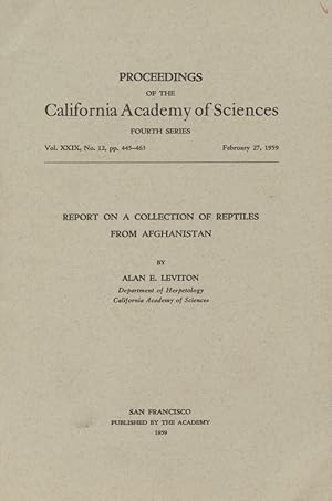 Bild des Verkufers fr Report on a Collection of Reptiles from Afghanistan zum Verkauf von Frank's Duplicate Books