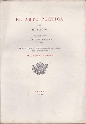 Immagine del venditore per El Arte Poetica de Horacio, traducido por Don Luis Zapata (1592) venduto da LIBRERA GULLIVER