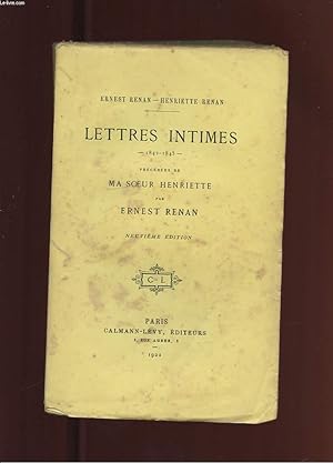 Seller image for LETTRES INTIMES 1842-1845. PRECEDEES DE MA SOEUR HENRIETTE for sale by Le-Livre