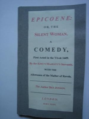 Bild des Verkufers fr Epicoene: or, The Silent Woman. A Comedy zum Verkauf von Tiger books
