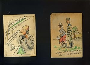 Drei Skzizzen von Walter Petermann: 1 Postkarte, echt gelaufen, 10,5 x 14,5 cm / Frohe Weihnacht,...