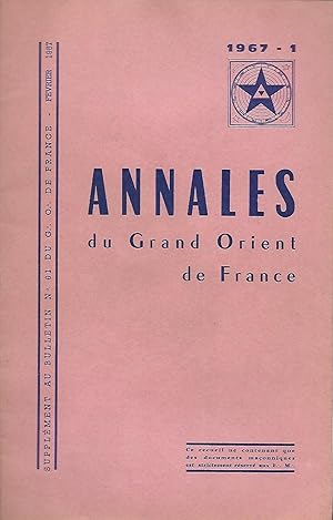 Image du vendeur pour Supplment au "Bulletin du Centre de Documentation du Grand Orient de France" Numro 61 de Fvrier 1967 : Annales du Grand Orient de France mis en vente par LES TEMPS MODERNES