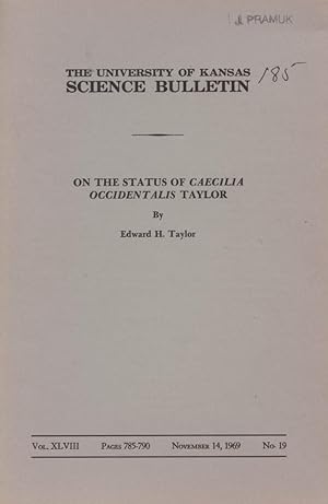 Imagen del vendedor de On the Status of Caecilia Occidentalis Taylor a la venta por Frank's Duplicate Books